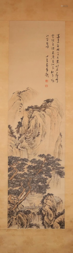 A Delicate Landscape Scroll Painting By Fu Xinyu