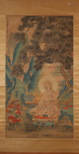 A Fine Figure of Buddha Scroll Painting By You Qiu