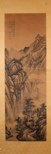 A Wonderful Landscape Scroll Painting By Wang Shimin