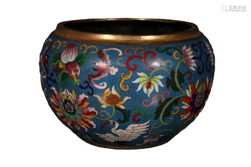 A Lovely Copper Gilt Cloisonne Enamel Longevity Wealth Jar