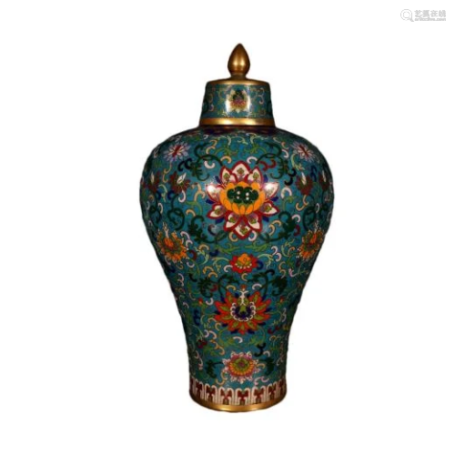A Fine Copper Gilt Cloisonne Enamel Flower Plum Vase