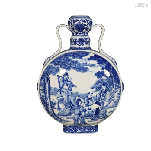 A Flat Blue And White Vase
