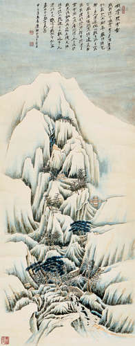 糜耕云 甲子（1984年）作 峨眉积雪图 立轴 设色纸本 立轴