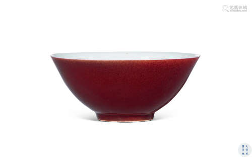 清咸丰 红釉碗