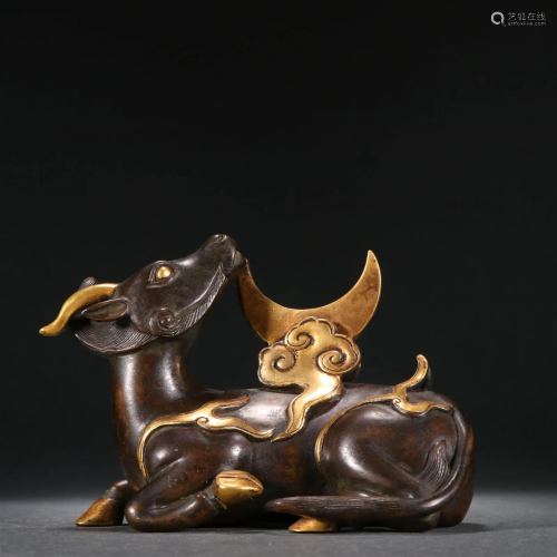 A Fine Gilt-bronze Beast Ornament