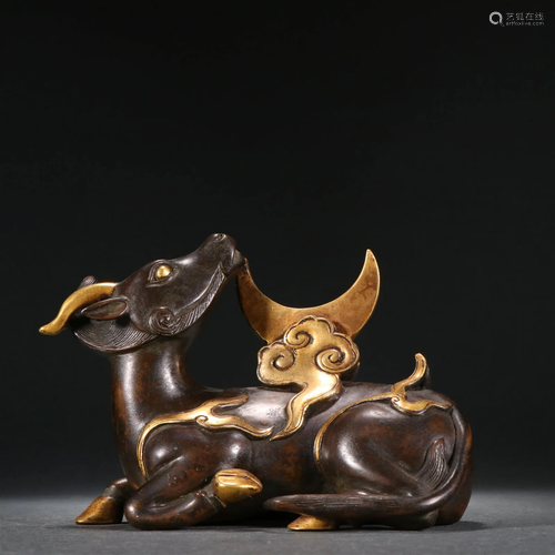 A Fine Gilt-bronze Beast Ornament