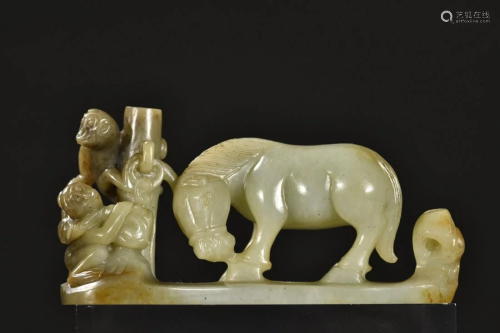 A Fine Jade Carved Horse Ornament