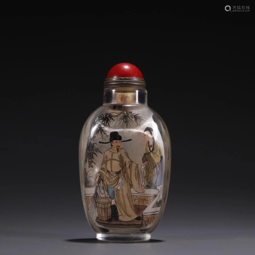 A Fine Crystal Inside Painted Snuff Bottle