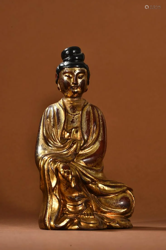 A Delicate Zitan Painted Gold â€˜Characterâ€™ Ornament