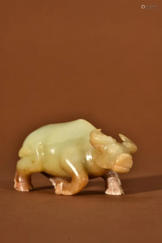 A Delicate Jade Carved Ox Ornament