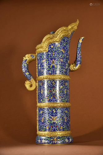 A Rare Gilt-bronze Cloisonne Enamel Pot