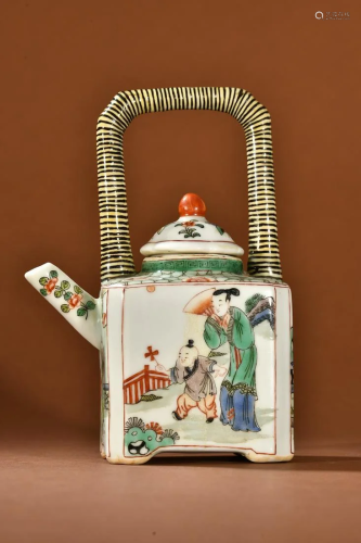 A Fine Sancai 'Figures' Raising Teapot
