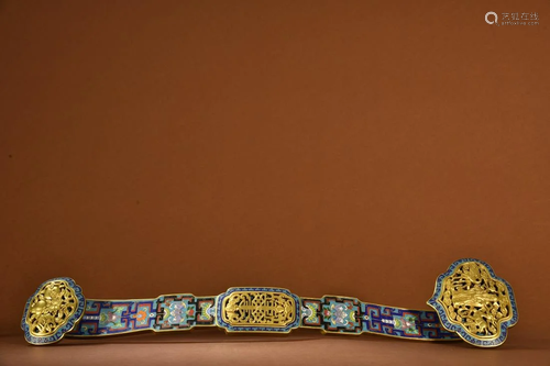 A Fine Gilt-bronze Cloisonne Ruyi Scepter