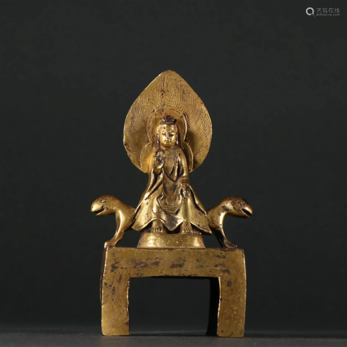 A Fine Gilt-bronze Bench Buddha
