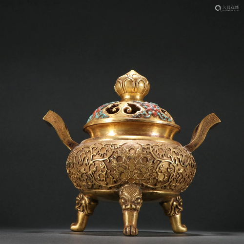 A Fine Gilt-bronze Censer