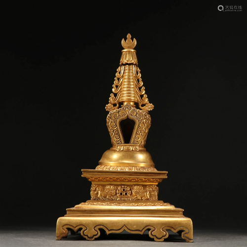 A Fine Gilt-bronze Stupa