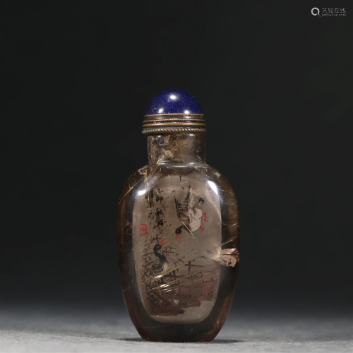 A Fine Crystal Inside Painted Snuff Bottle