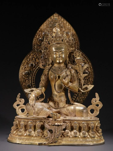A Fine Bronze Painted Gold Figure of Tara