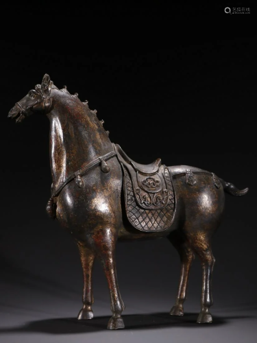 A Fine Bronze Painted Gold Horse Ornament