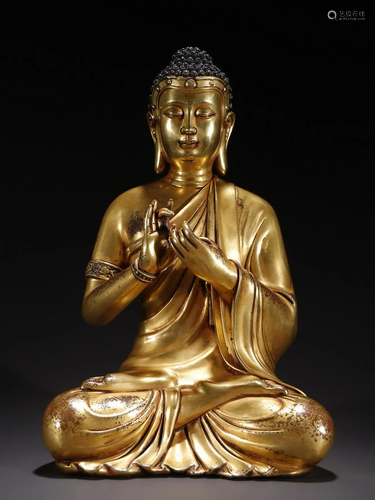 A Fine Gilt-bronze Figure of Shakyamuni