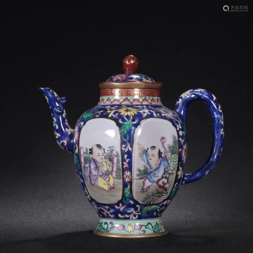 A Fine Zisha and Enaml Teapot