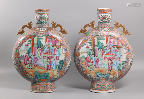 pair of Chinese moon flask vases, possibly 19th c.