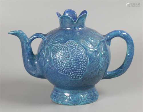 Chinese 'robin's egg' teapot, possibly Qing d...