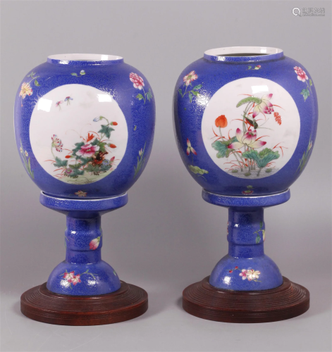pair of Chinese porcelain lanterns, possibly 19th c.