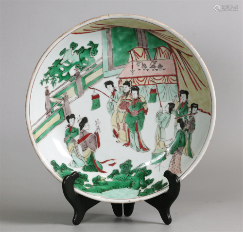 Chinese wucai porcelain charger, possibly 18th c.