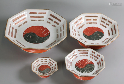 4 Chinese porcelain 'bagua' dishes, possibly 19th ...