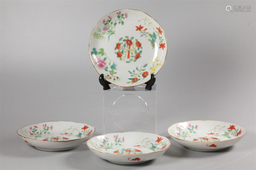 4 Chinese porcelain dishes, possibly 19th c.