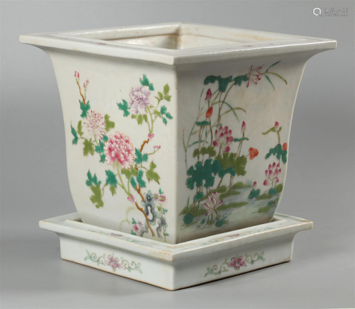 Chinese porcelain planter on stand, possibly 19th c.