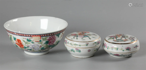 3 Chinese porcelain wares, possibly 19th c.