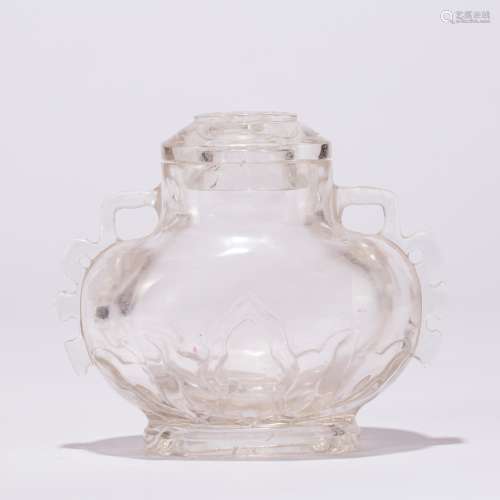 A CHINESE CRYSTAL LIDDED POT