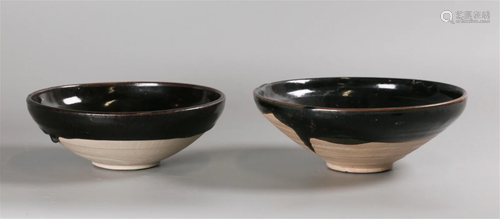 pair of Chinese black cizhou bowls, possibly Yuan dynasty