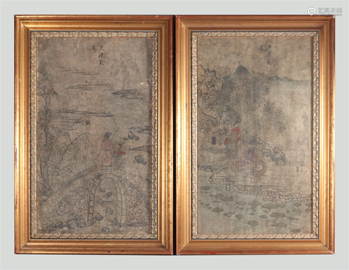 pair of Chinese paintings, possibly 19th c.