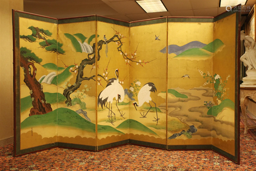 Japanese six panel screen, possibly 19th c.