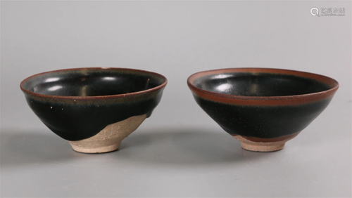 pair of Chinese black cizhou bowls, possibly Yuan dynasty