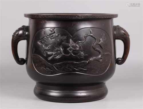 Japanese bronze planter, possibly 19th c.