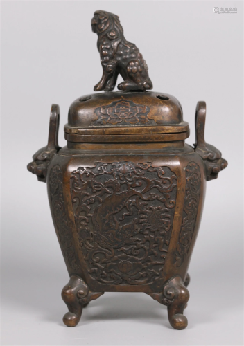 Chinese bronze cover censer, possibly 19th c.