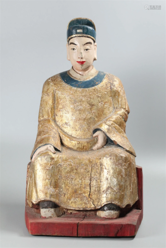 Korean wooden court figure, possibly 19th c.