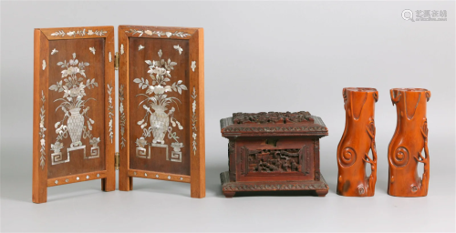 3 Chinese wood carvings
