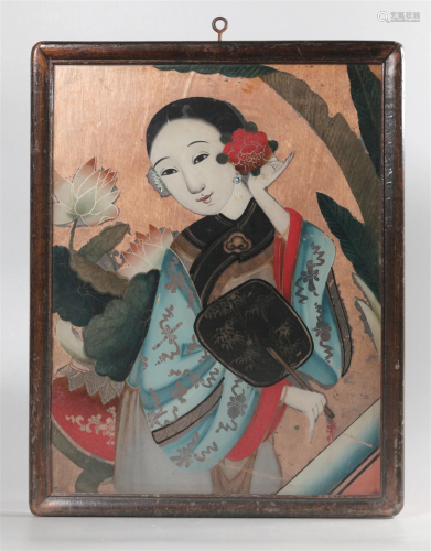 Chinese reverse glass painting, possibly 19th c.