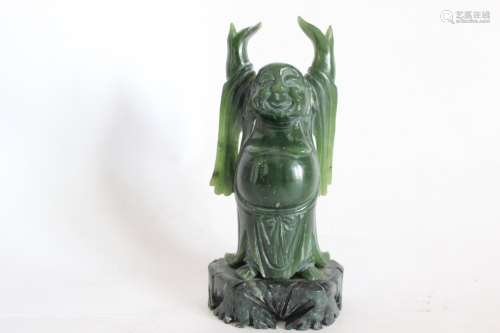 Chinese Spinach Jade Carved Buddha