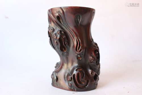 Chinese Zitan Wood Brushpot