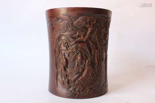 Chinese Wood Carved Brushpot