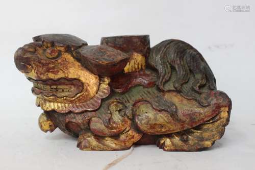 Chinese Gilt Wood Carved Beast