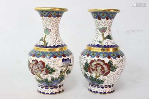 Pair of Chinese Cloisonne Vases