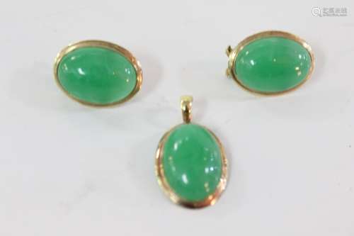 Chinese Earring and Pendants Set w Gold