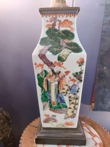 Chinese Famille Rose Porcelain Vase Made into Lamp